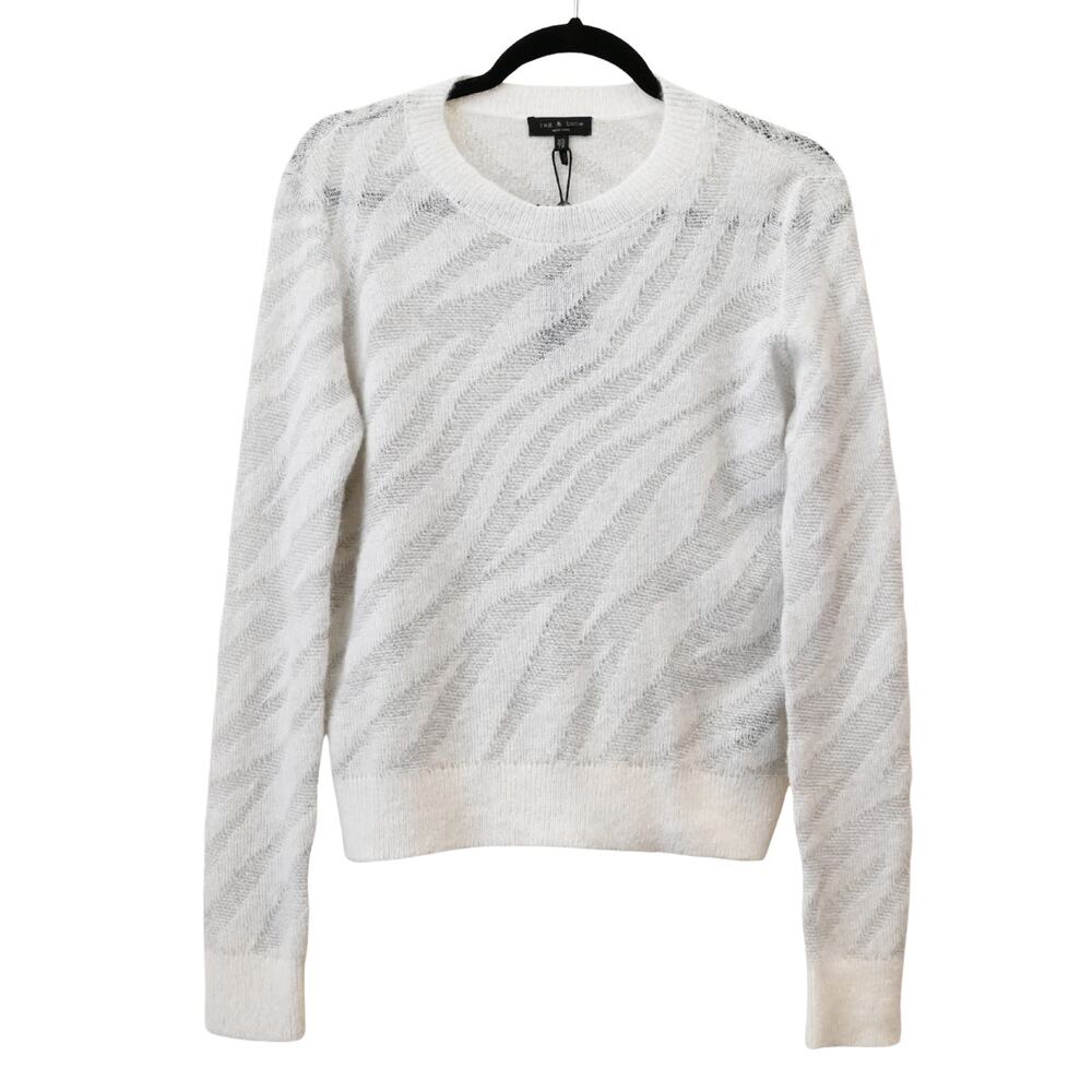 Rag & Bone Alpaca Blend Knit Chalk Germain Metallic Zebra Sweater Size XS